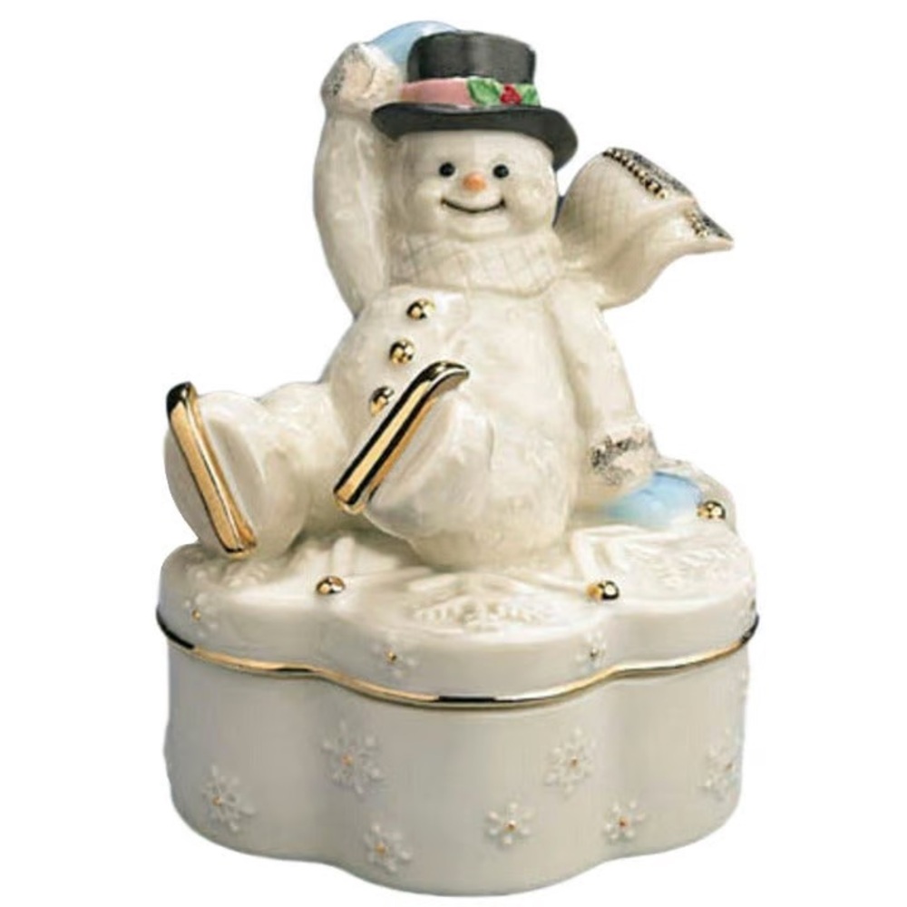 Lenox Snowman Trinket Box  winter wonderland, music box